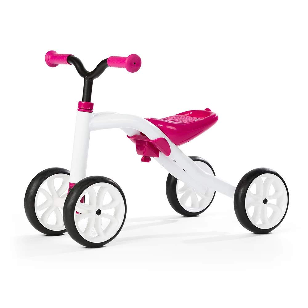 Chillafish Quadie: Stable 4-Wheel “Grow-With-Me” Ride-On, 3 Seat Positions With Cookie Storage In The Seat, Silent Non-Marking Wheels And Customization Stickers, Ages 1-3, Pink