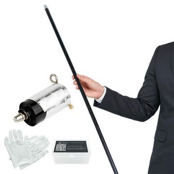 Kensally Xfunjoy 43.30'/110Cm Black Magic Appearing Cane Magic Staff With Free Gloves And Video Turorial For Professional Magician Stage Street Magic Performance