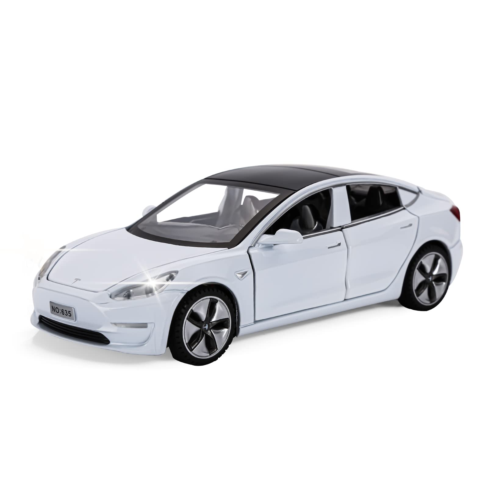 Toy Car Model 3 Diecast Metal Model Cars Pull Back car for Boys and Girls Age 3 - 12 Years Old (White) 