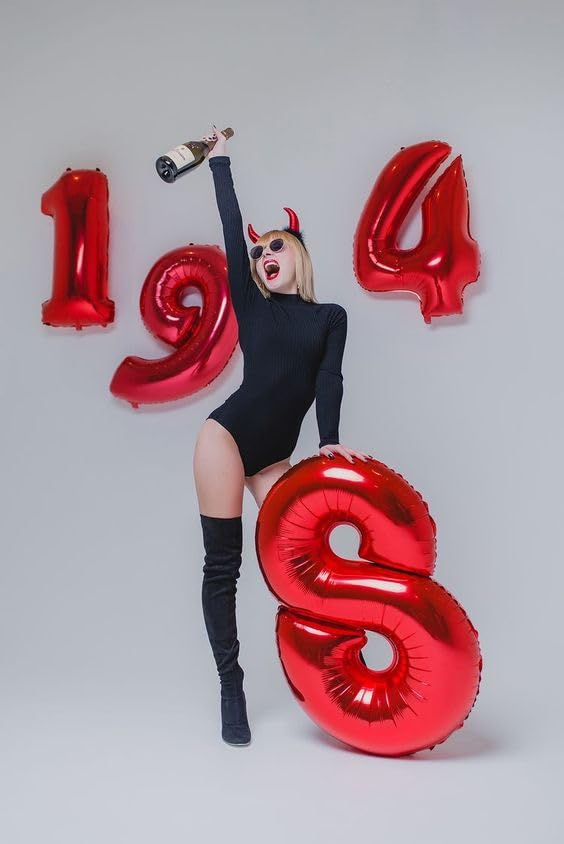 Number 8 Balloon 40 Inch Red Party Decorations, Large Mylar Foil Helium Balloon Birthday For8 18 28 80 1989 Decorations Party Su