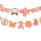 Ushinemi Two Groovy Party Decorations, Hippie Two Groovy Hanging Banner With Boho Garland, Retro Hippie Decor For Kids Girls