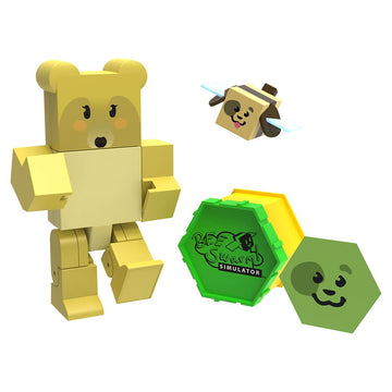 Bee Swarm Simulator Mother Bear Action Figure Pack - 5” PVC Figure w/Mystery Bee & Honeycomb Case, Model AF9203