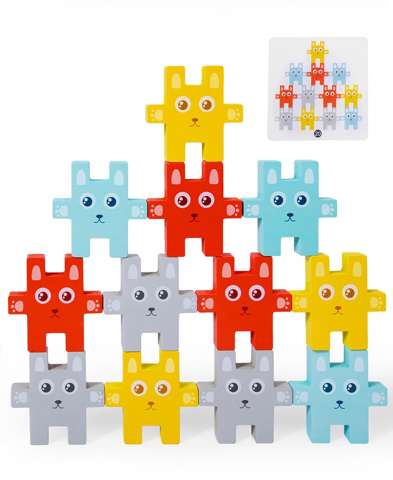 Montymaestro Toys  12 Piece Wooden Rabbit Stacker Toy | Stacking Game For Learning Colours, Balancing Toys, Sorting For Kids