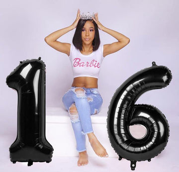 Number 1 Balloon 40 Inch Black Jumbo Mylar Foil Balloons For Girl Boy 1St 1 11 21 Birthday Decorations Baby Shower Photo Shoot,