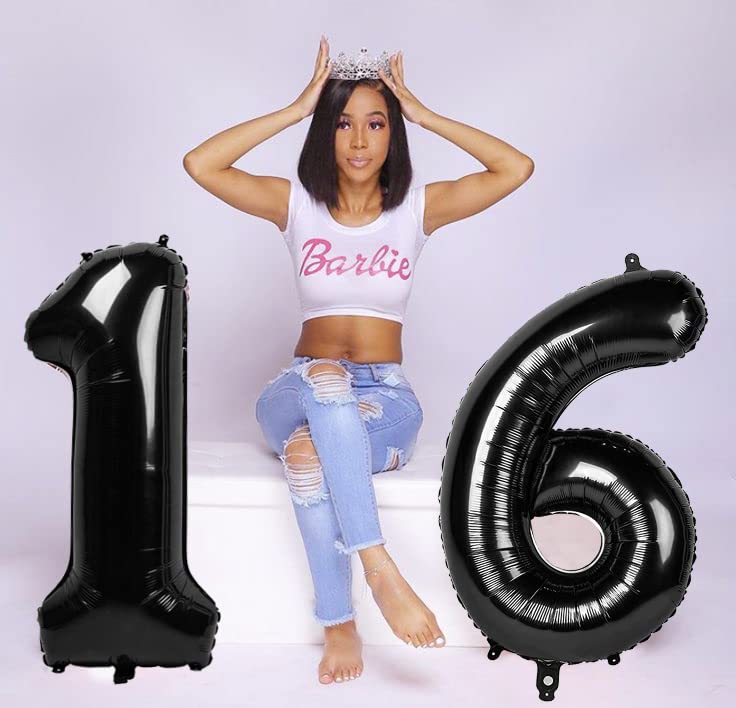 40 Inch Black Number Balloons, Large Digital 9 Balloon, Foil Mylar Balloons Decorations For 9 19 90 Birthday Party, Engagement,