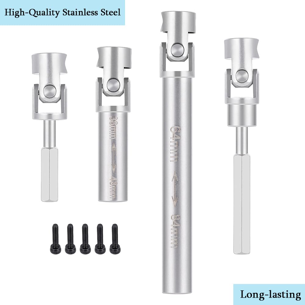 MOHERO 2Pcs SCX24 Driveshafts Stainless Steel Center Drive Shaft for Axial 1/24 SCX24 Gladiator AXI00005 RC Crawler Upgrade Part