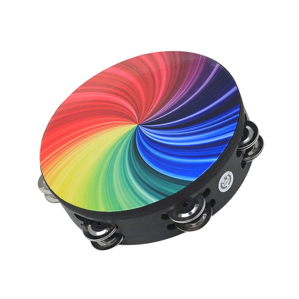 Heallily Wooden Rainbow Tambourine Hand Percussion Jingles Hand Bell Musical Toys Musical Rhythm Instrument For Kids Hand Rattle