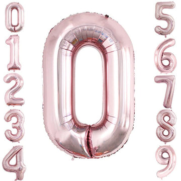 Goer Rose Gold Foil Balloons Number 0 For 10Th 20Th 30Th 40Th 50Th 60Th 70Th 80Th 90Th 100Th Birthday Party Supplies Anniversary Decorations(3 Pcs,42 Inch,32 Inc,16Inch)