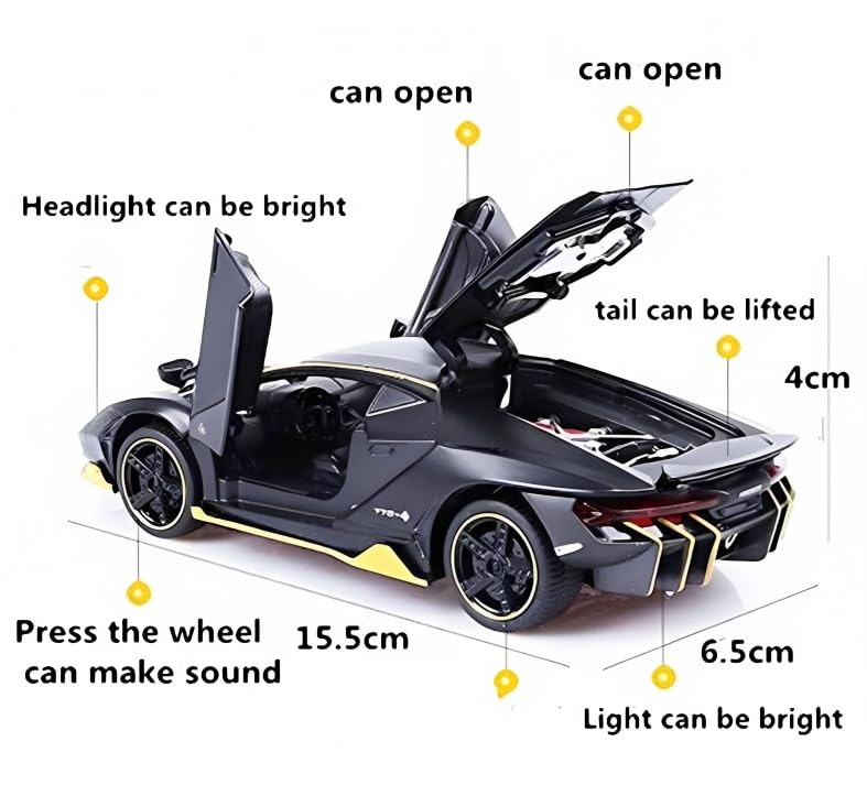 Kiddie Galaxia Die-Cast Metal Lamborghini Car Toy Model Car Pull Back Car Super Car With Openable Doors With Sound & Light For B