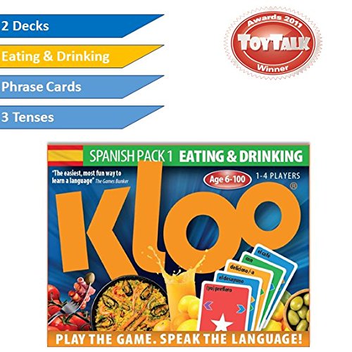 Kloo Learn Spanish Card Game | 'Food & Drink' Vocabulary | Fun For Family Kids Adults School | Speak 100'S Words In A Flash | Th