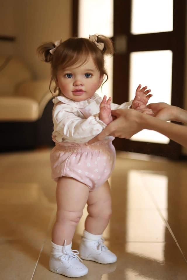 Kokomandy Big Size Realistic Reborn Toddler Dolls 26 Inch Lifelike Reborn Baby Girl Cute Standing Doll Weighted Body Real Life Silicone Reborn Babies Bebes Doll Toddler Girls Birthday Gifts
