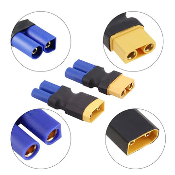 BABUVYA EC5 to XT90 Adapter,XT90 to EC5 Connector Without Wires RC LiPo Battery Connectors (EC5 to XT90 Male & Female Adapter)