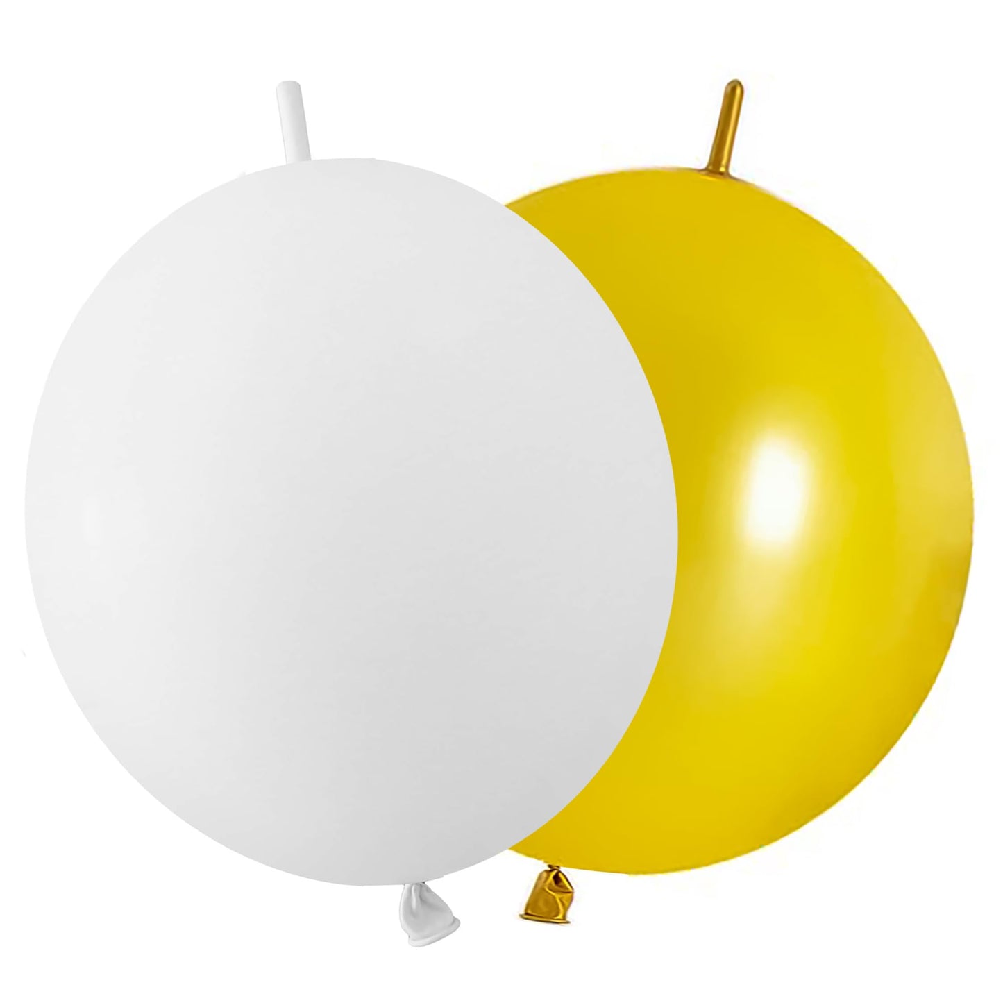 In-Jooyaa 6 Inch Latex Link Balloons 100 Pcs Quick Link Balloon For Party Decoration(White And Gold)