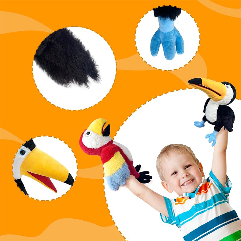 okegztoa Puppet Toucan Hand Puppet 13.8 Animal Puppet Toucan Puppets Stuffed Animal Hand Puppets for Kids with Movable Mouth Puppet Plush Multi-Color Toys Bird Puppet Role Play Teaching(Big Black)