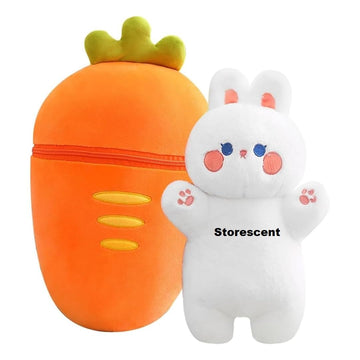 Storescent Hidden Fruit Bunny Soft Toys For Kids, Stuffed Animal Plush Toys | Medium, Cute Strawberry Rabbit - Zipper Plush Toy 