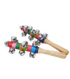 Shamsi Arts Wooden Bell Rattle Toy For Babies, Musical Ghungroo Rattle, Colorful, 16 Cm, Pack Of 2