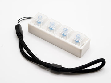 Four-Button Clicky Mechanical Switch Fidget Toy | Stim Toy, Stress Relief, Adhd (White Base, Transparent Clear Keycaps)