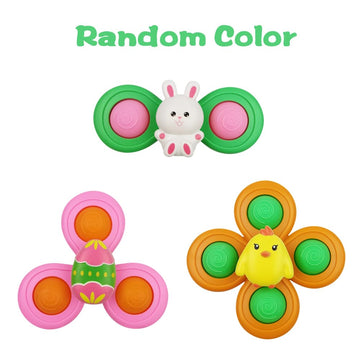 Anditoy 3 Pack Easter Suction Cup Spinner Toys Sensory Bath Toys for Toddlers Kids Easter Basket Stuffers Gifts Fillers Party Fa