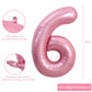 Toniful 40 Inch Light Pink Large Numbers Balloons 0-9, Number 6 Digital 6 Helium Balloons, Pink Foil Mylar Big Number Pastel Bal