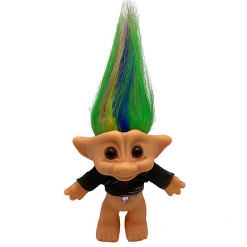 Pvc Vintage Trolls Dolls Lucky Doll Action Figures Chromatic Adorable For Collections, School Project, Arts And Crafts, Party Favors (Black T-Shirt)