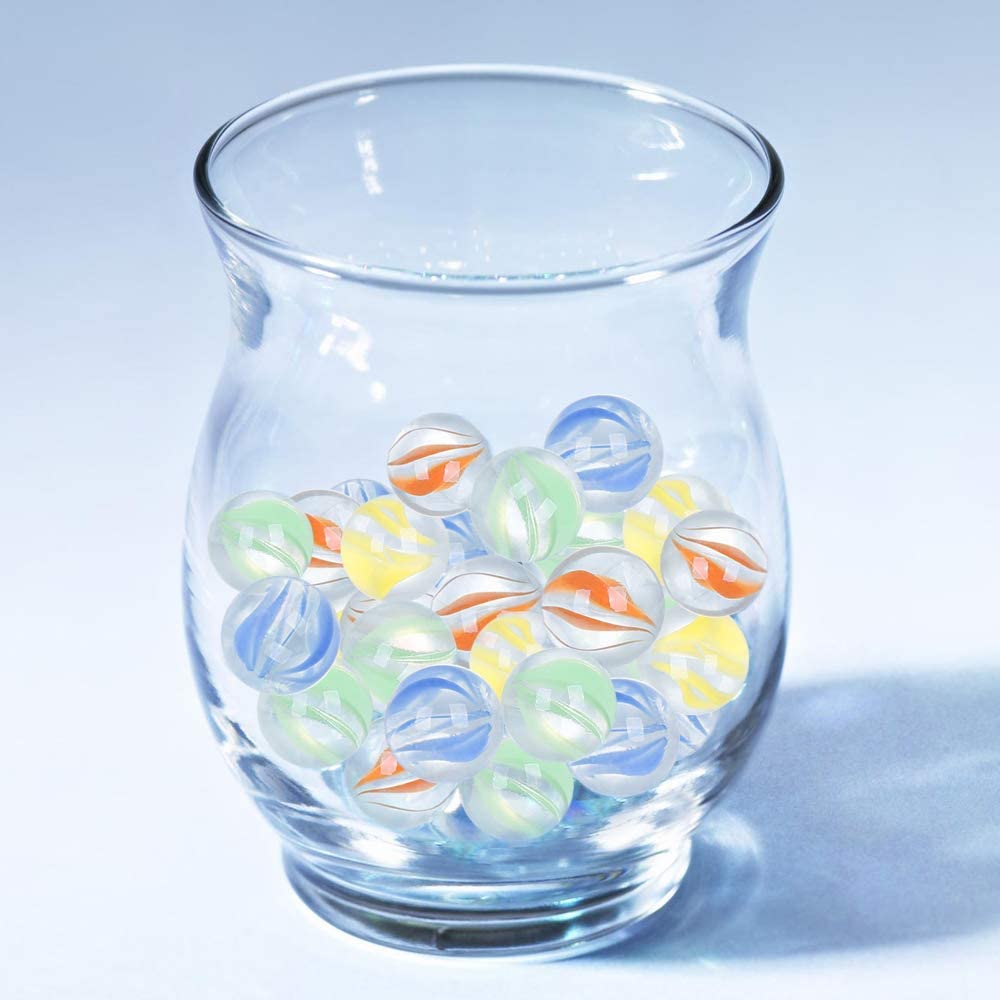 Powerking 200Pcs Bulk Glass Marble, Colorful Cat Eyes 9/16 Inch Round Marble Toy, Mixed Colors