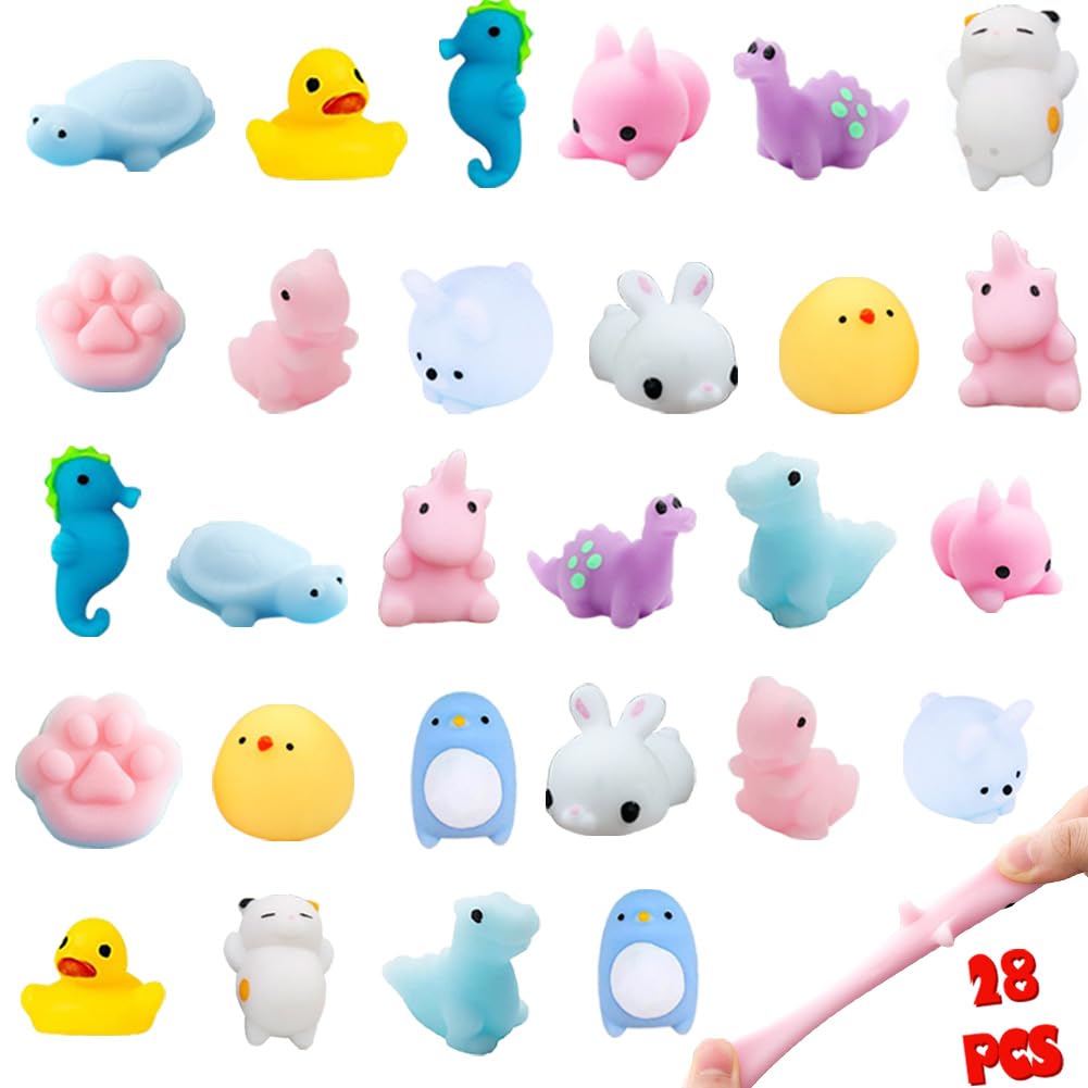 28 Pcs Mochi Squishy Toys, Kawaii Stress Relief Toys For Kids Valentine'S Exchange Gift, Classroom Rewards, Easter Party Favor