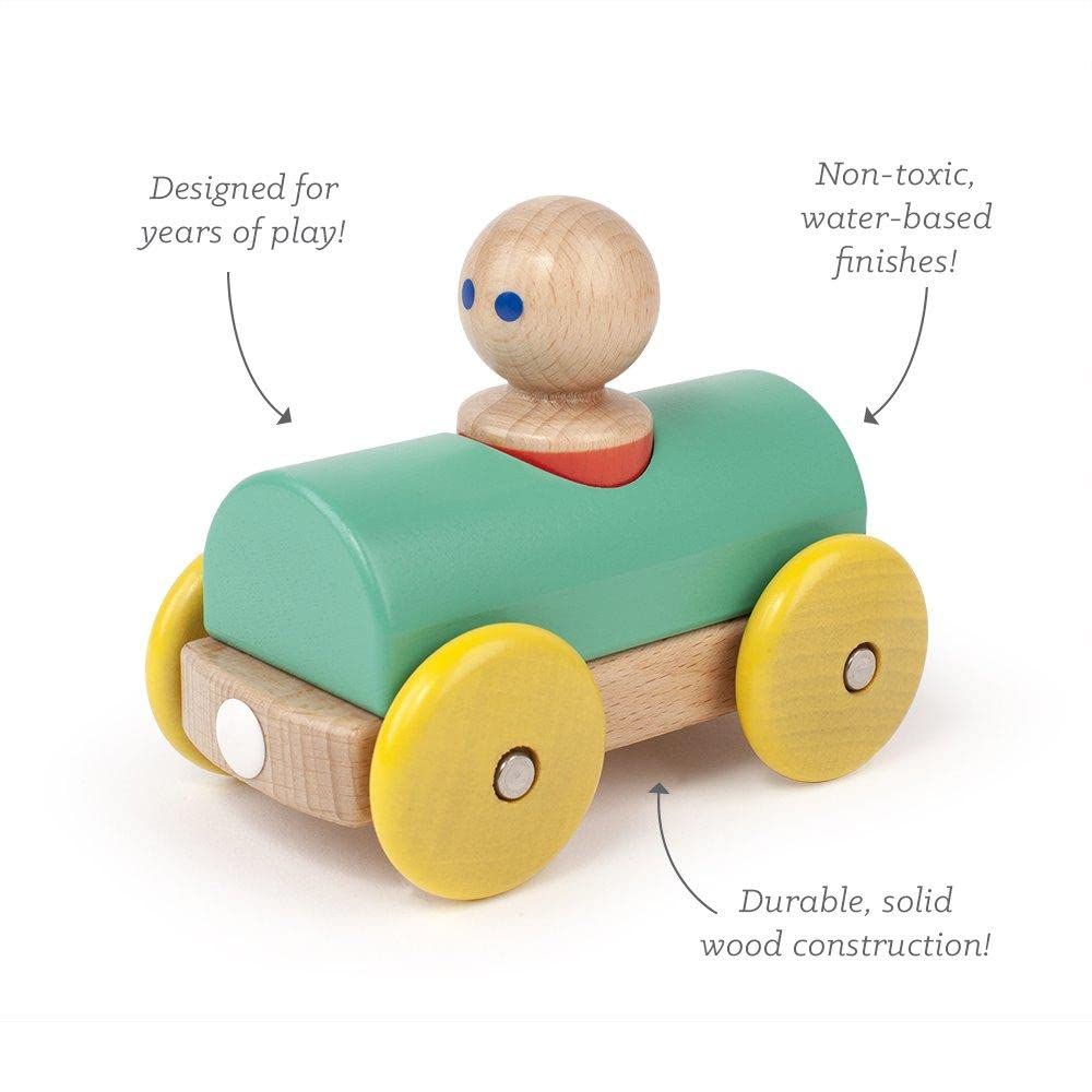 3 Piece Tegu Magnetic Racer Building Block Set, Teal Big Top