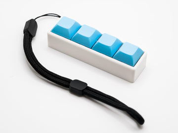 Four-Button Clicky Mechanical Switch Fidget Toy | Stim Toy, Stress Relief, Adhd (White Base, Baby Blue Keycaps)