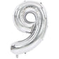 Toniful 40 Inch Silver Large Numbers Balloons 0-9, Number 9 Digital 9 Helium Balloons, Foil Mylar Big Number Balloons For Birthd