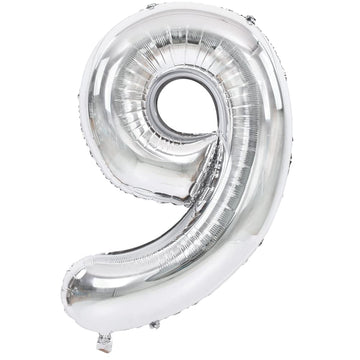 Toniful 40 Inch Silver Large Numbers Balloons 0-9, Number 9 Digital 9 Helium Balloons, Foil Mylar Big Number Balloons For Birthd