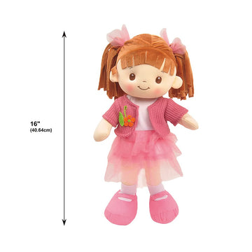 Linzy Toys, 16' Little Sweet Hearts Interactive Soft Plush Rag Doll, Embroidered Face & Removable Clothes, Educational Doll, Muñecas De Trapo Para Niña