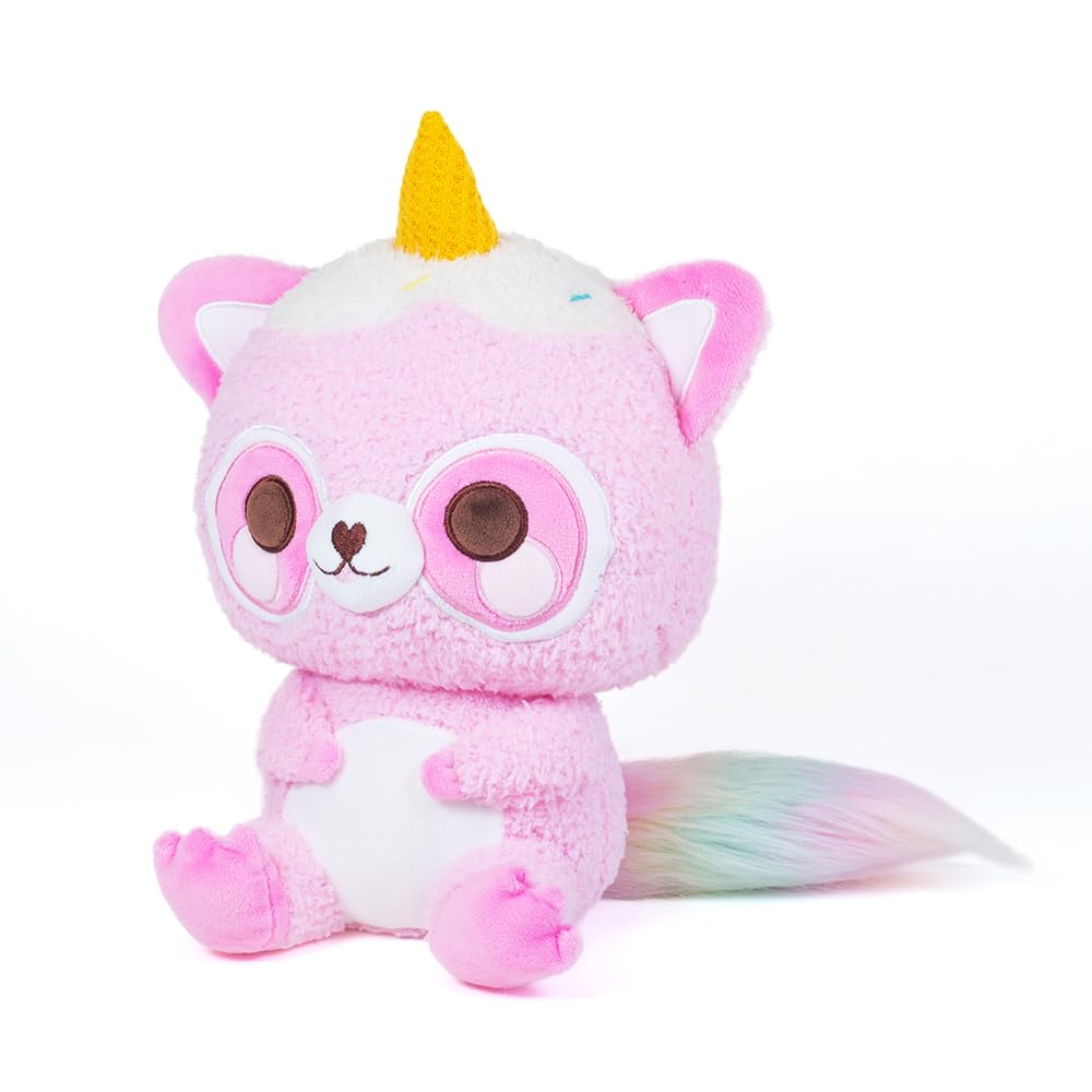 Cuddle Barn Plushgoals - Roxy The Kawaii Raccoon | Super Soft Cute Kawaii Racoon Ice Cream Cone Unicorn Horn Collectible Stuffed