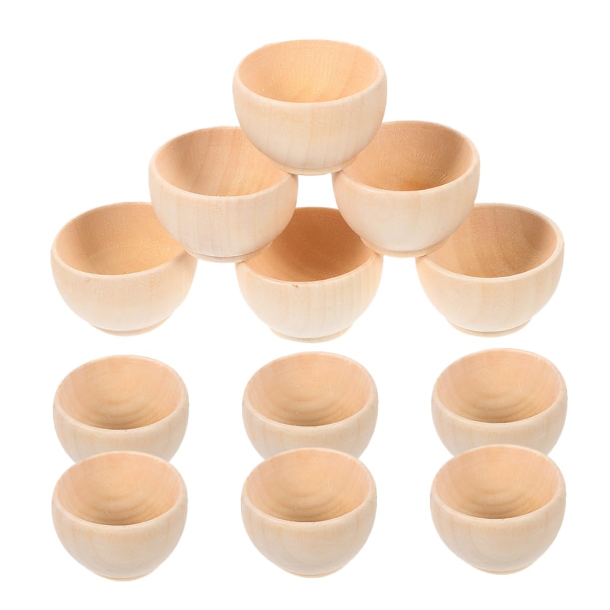 Imikeya 12pcs Wooden Bowl Toys Mini Natural Wood Bowls for Diy Crafts Montessori Activities and Home Decor Perfect for Sauces an