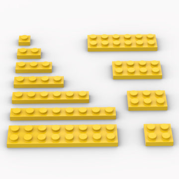 300 Piece Yellow Building Plate Bulk Assortment Pack, Yellow Small Base Plate Accessories For Building With 12 Size, Compatible