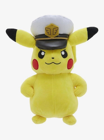 Pokemon Captain Pikachu Plush - 8-Inch Soft Polyester Toy with Hat - Model PKW4689