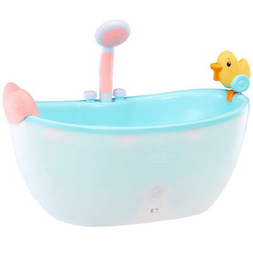 Baby Born Baby Doll Musical Light Up Bathtub With Automatic Working Shower Head - Plays Music & Sound Effects, Sturdy, Modern Design, Fits Dolls Up To 17', For Kids Ages 3 And Up