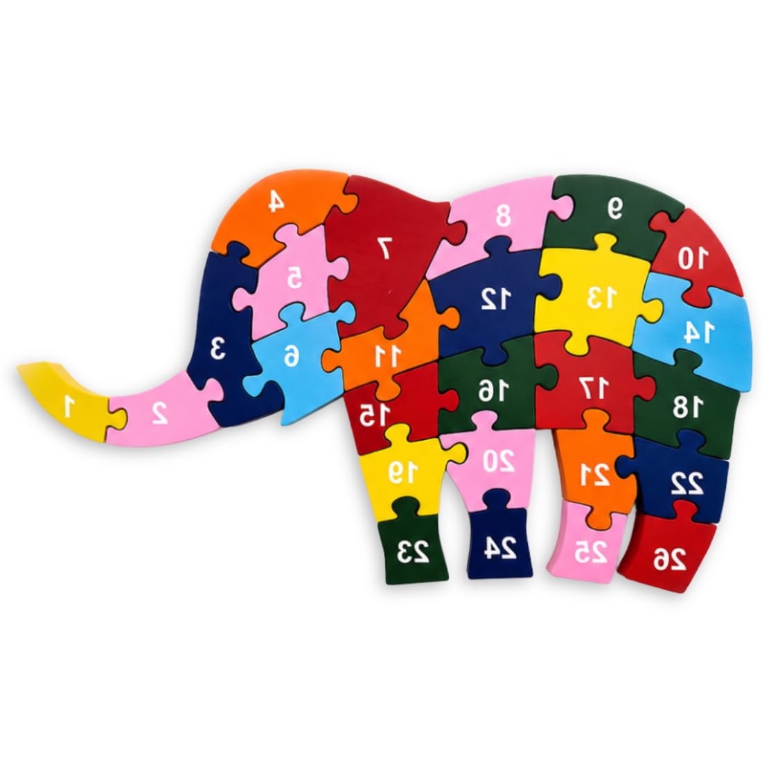 Little Mind Wooden Elephant Alphabet & Number Puzzle | 2In1 Montessori Learning Toy With A,B,C Letters & 1,2,3 | Educational J