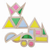 Nesta Toys Wooden Acrylic Rainbow Blocks (24 Pcs) | Translucent Gem Blocks | Geometric Shapes | Sensory Stem Play | NonToxic | 