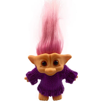 Lucky Troll Dolls,Cute Vintage Troll Dolls Chromatic Adorable For Collections, School Project, Arts And Crafts, Party Favors With Wool Clothes. (Purple)