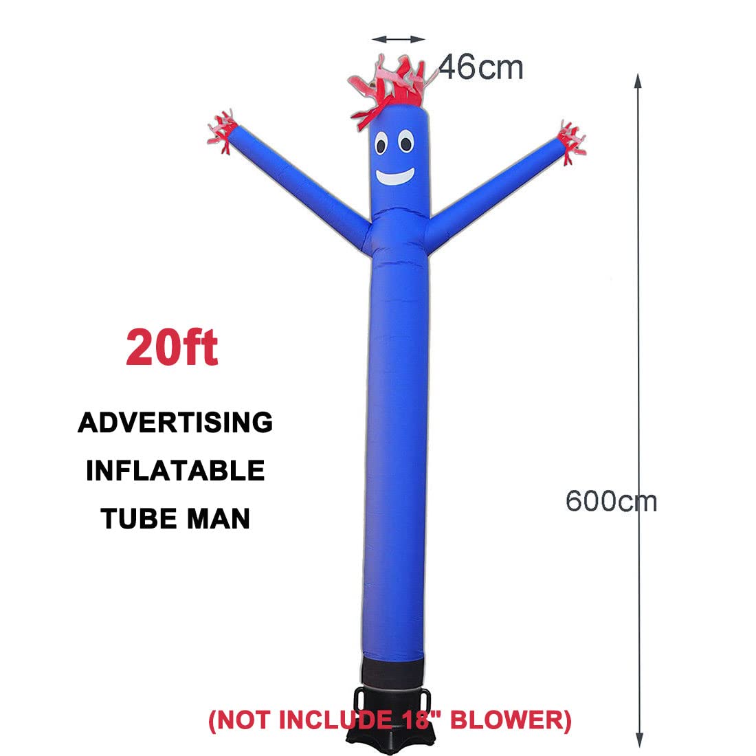HI SUYI 20ft Inflatable Tube Man - Waving Arm Fly Puppet, Blue, High Strength Nylon for Business & Events, Designed for 18" Blower