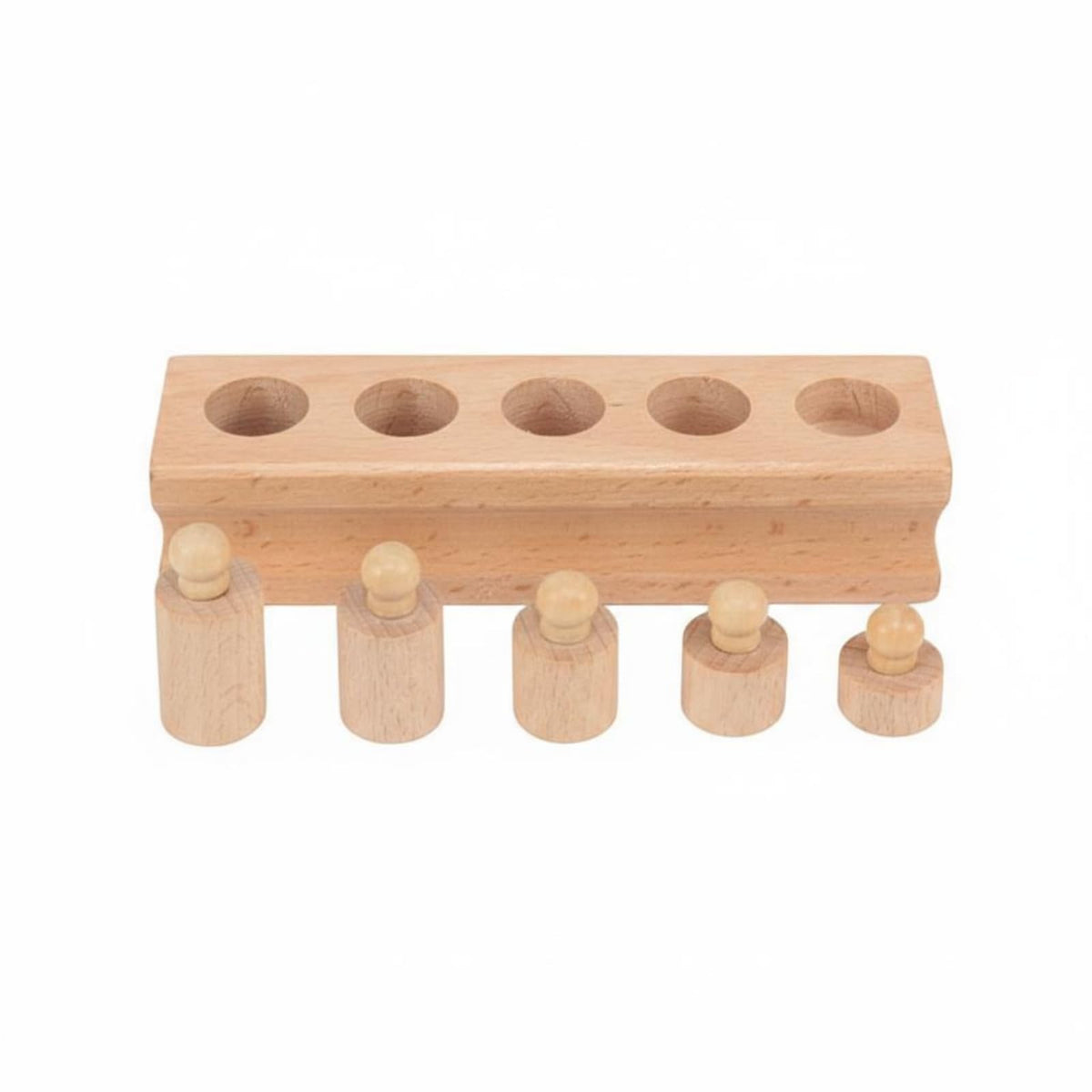 Ecomistiq Natural Wood Finish Educational Socket Cylinder No Varnish Cylinder Sorting Toy Coordination Practice Wooden Peg Match