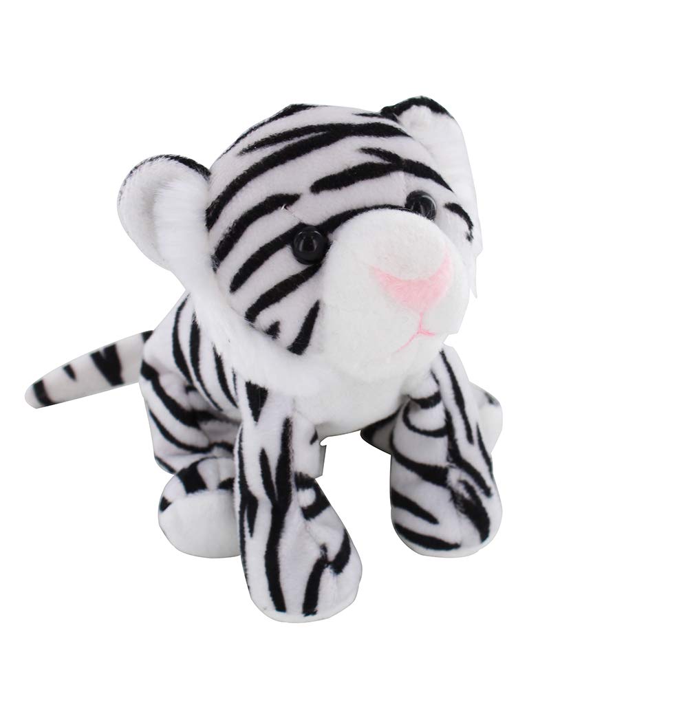 Plushland Beanie Moose Sitting 7 Stuffed Toys Plush Super Soft Winter Holiday (New Beanie White Tiger)