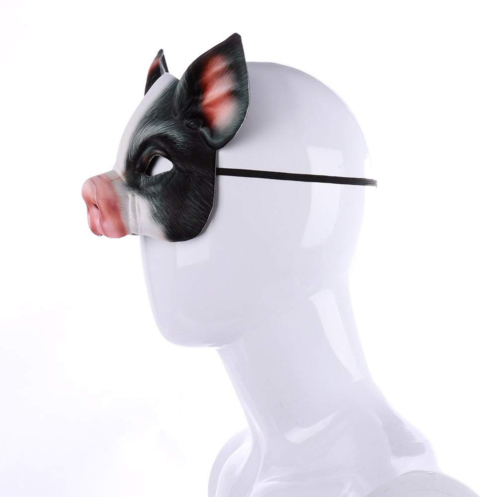 Hosfairy 1Pcs Half Face Animal Mask Pig Mask Horror Pig Mask for Halloween Costume Party Cosplay Props (Black Pig Mask)