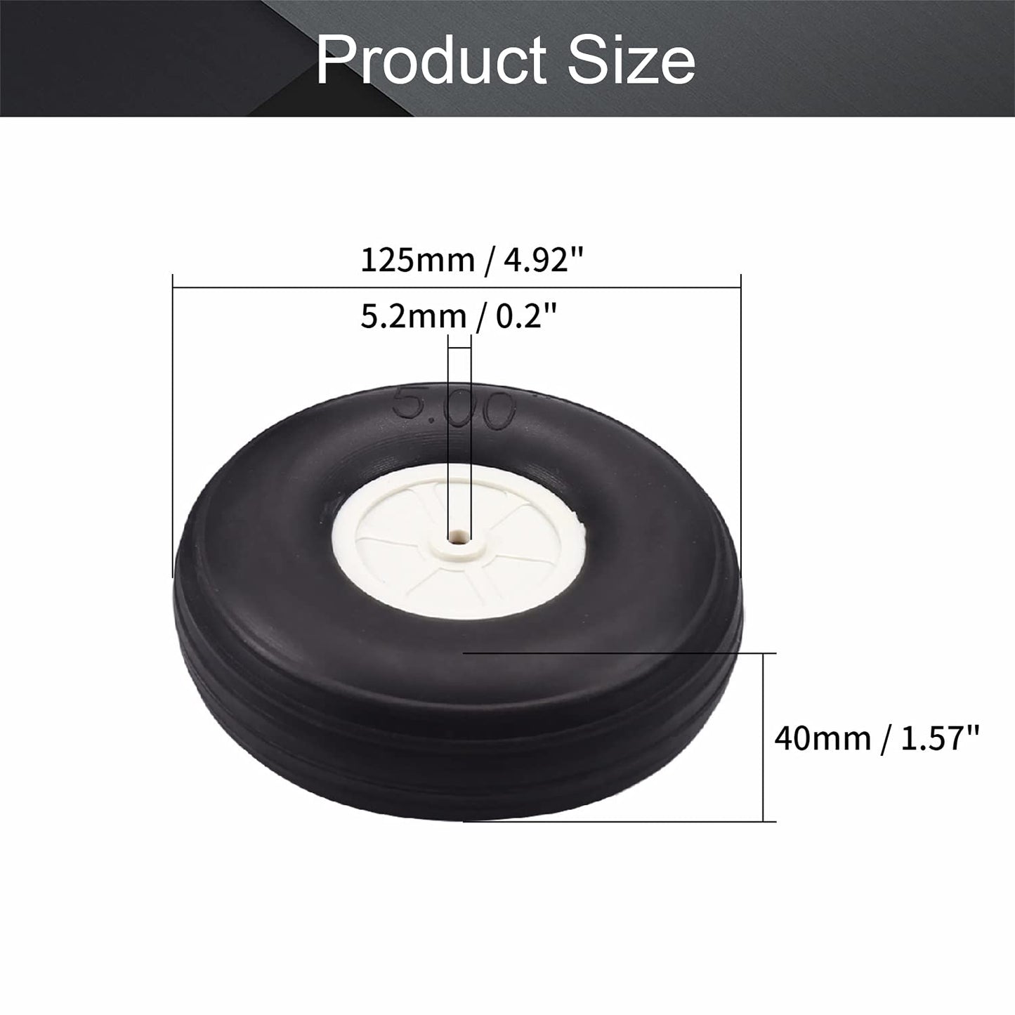Fielect 5 inch RC Model Airplane Super Light Sponge Tire Tail Wheel Tire and Wheel Sets for RC Car Airplane PU Sponge Tire with