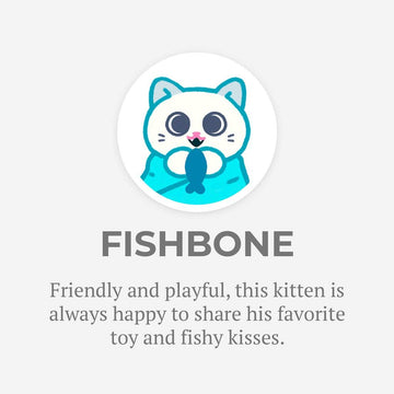 Hashtag Collectibles Purritos Series 2 Fishbone Toy Figure - 7 White Blue Cat Animal Theme