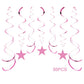 Aimtohome Party Star Swirl Decorations, Pink Foil Ceiling Hanging Swirl Decorations With Star, Whirls Decorations For Birthday |
