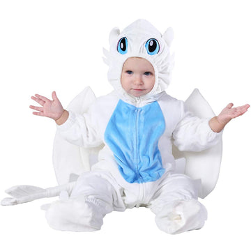 Hsctek Toddler Dragon Costume, Baby How To Train Your A Dragon Cosplay Newborn Boys Girls, Infant Halloween Onesie Costume 4T, White