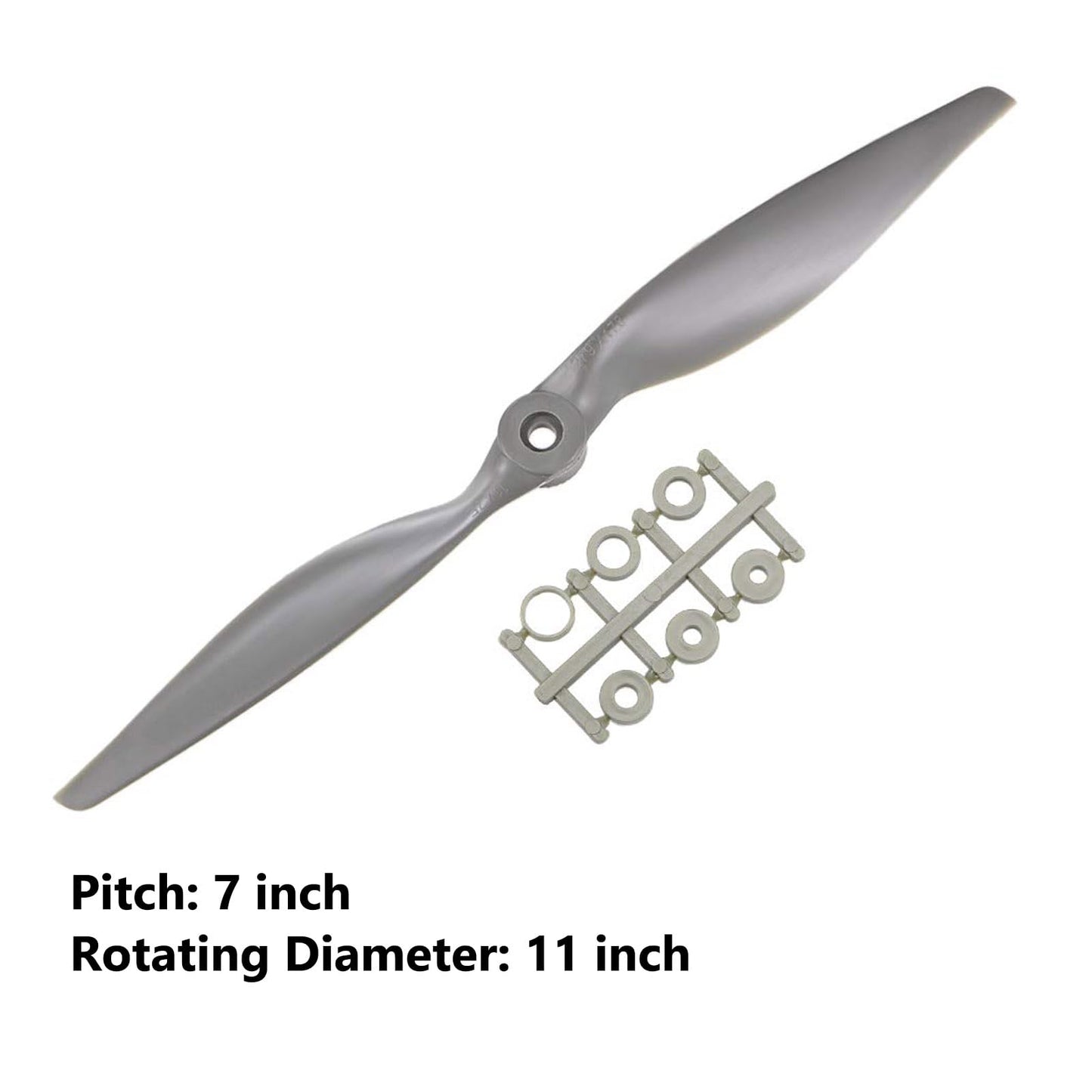 TOP-VIGOR 3pcs CW RC Propellers 1170 11 x 7 Inch 2-Vane RC Vehicle Propellers Replacement for RC Airplane with Adapter Rings Nyl