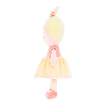 Onetoo Soft Baby Doll For Girls Plush Rag Doll Sleeping Cuddle Buddy Doll First Baby Doll Wear Yellow Dress 14'
