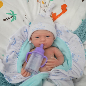 Mire & Mire Reborn Baby Dolls 12'''' Boy Micro Preemie Full Body Silicone Baby Doll Realistic Open Eyes Baby Doll (Blue), Pink